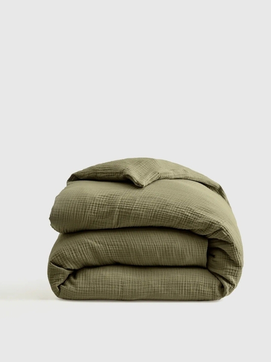 Quince Other - Quince Olive King/CalKing Cotton Gauze Duvet Cover Like New